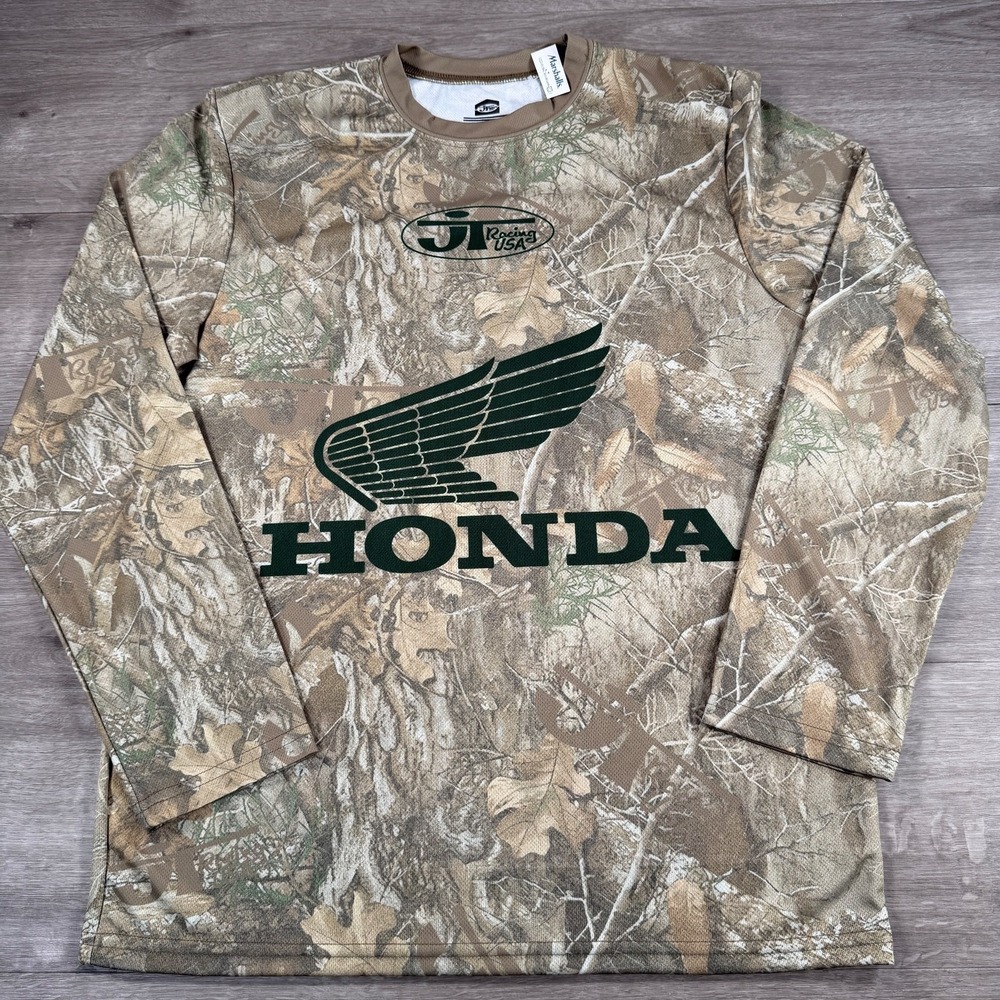Mens Honda Jersey Shirt Camo Long Sleeve JT Racing USA Wing Logo Motocross M